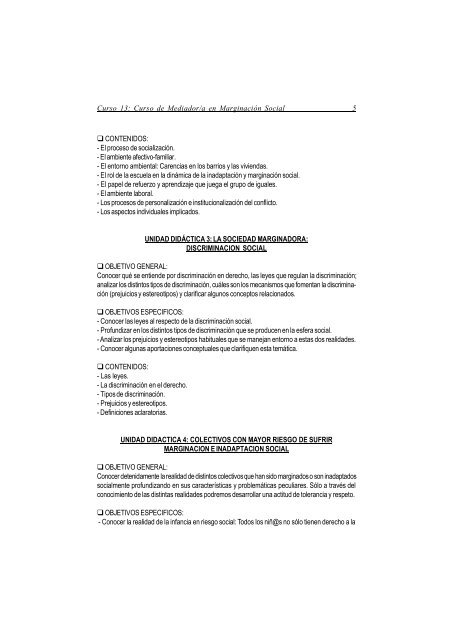 Curso Mediador en marginacion e inadaptacion social. Guia Didactica