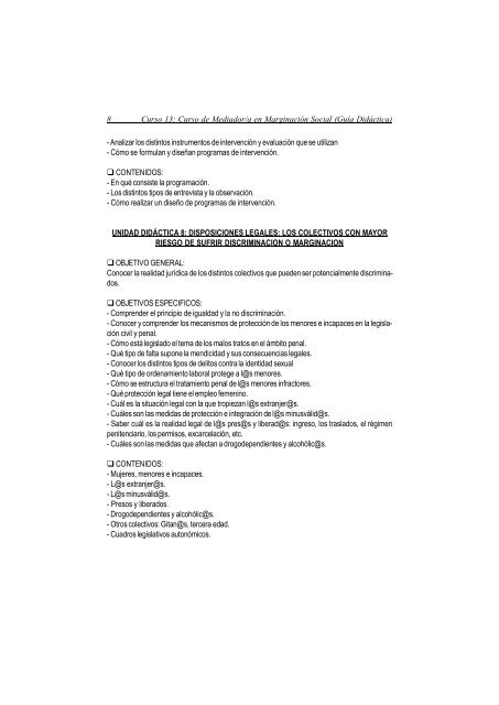 Curso Mediador en marginacion e inadaptacion social. Guia Didactica