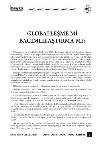 Sayı 825 Eylül 2005.indd - Türk Kooperatifçilik Kurumu