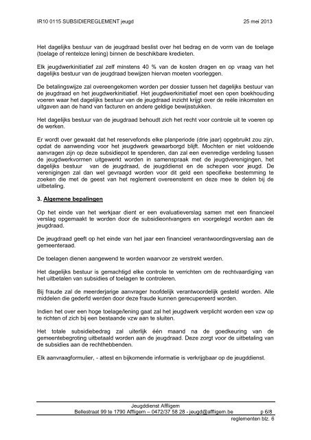 Het subsidiereglement - Gemeente Affligem