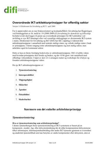 Overordnede IKT-arkitekturprinsipper for offentlig sektor ... - Difi