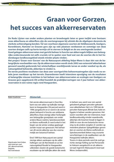 Graan voor gorzen, het succes van akkerreservaten (Robin Guelinckx)