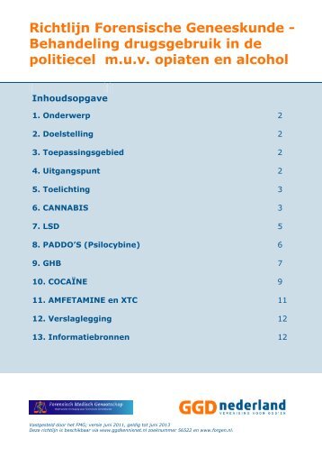 Richtlijn Forensische Geneeskunde - Behandeling drugsgebruik in ...