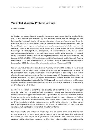 Vad är Collaborative Problem Solving? - Pedagogiskt Perspektiv