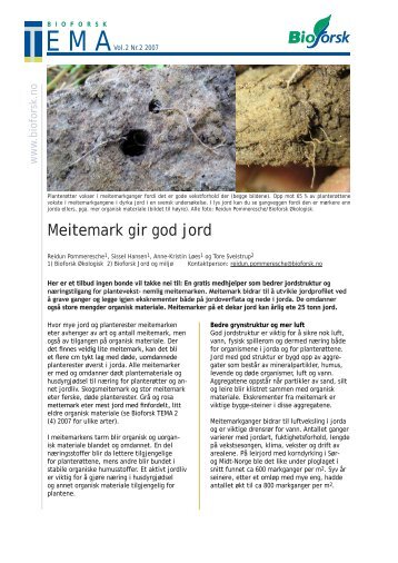 Bioforsk tema: Meitemark gir god jord - Agropub