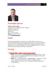 CURRICULUM VITAE - Johan van overbeke