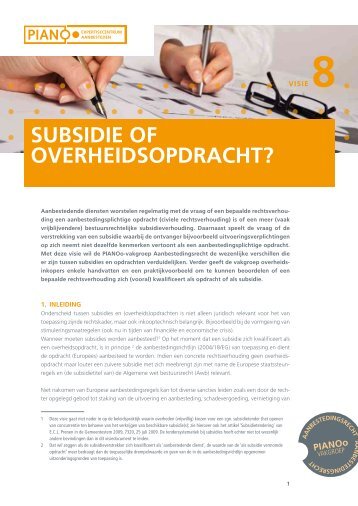 subsidie of oVerheidsopdracht? - Pianoo