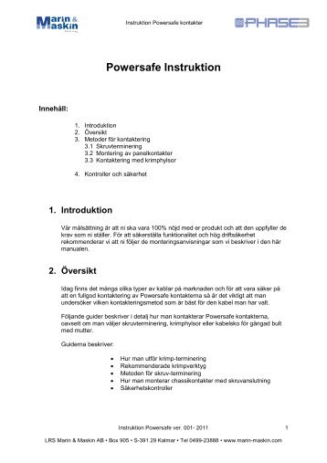 Powersafe Instruktion - Marin & Maskin AB