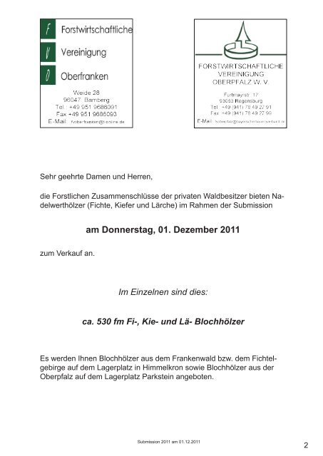 Nadelwertholzsubmission in Fichtelberg - Bayerische Staatsforsten