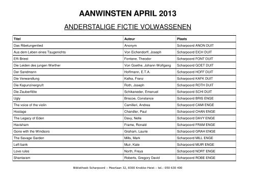AANWINSTEN APRIL 2013 - Bibliotheek Knokke-Heist