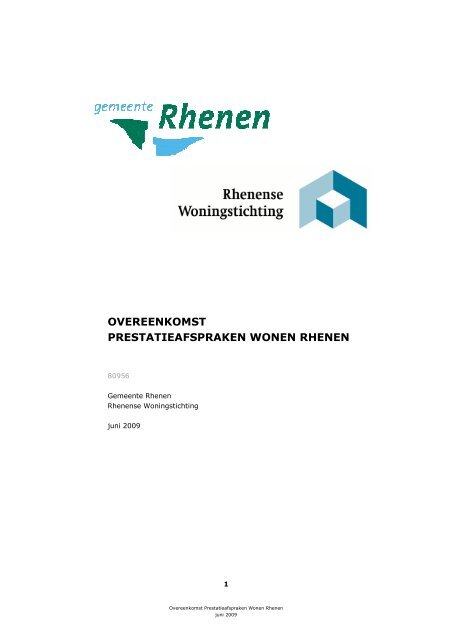 overeenkomst prestatieafspraken wonen rhenen - Rhenense ...