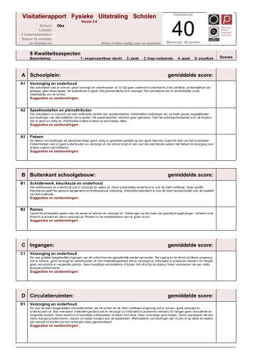 Visitatierapport Fysieke Uitstraling Scholen - Scholen met Succes