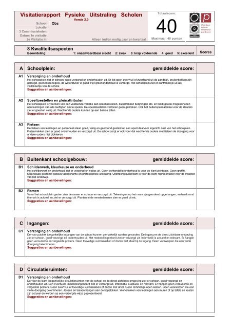 Visitatierapport Fysieke Uitstraling Scholen - Scholen met Succes