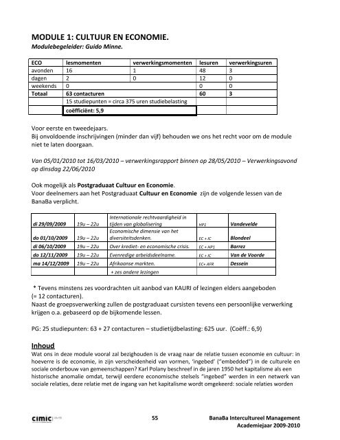 Programmaboek 2009-2010 - Cimic