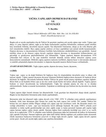 N. Bayülke - Türkiye Deprem Mühendisliği Derneği