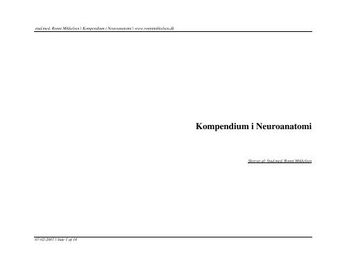 Kompendium i Neuroanatomi - Ronni Mikkelsen hjemmeside