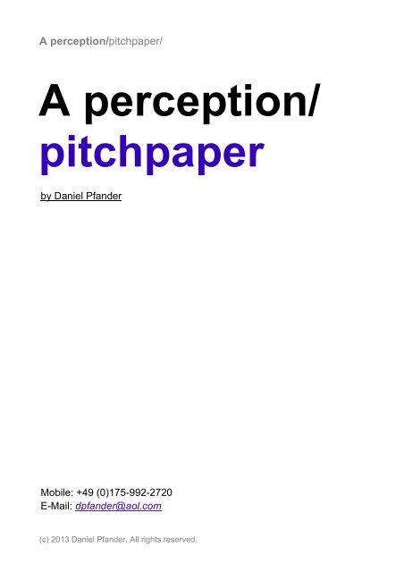 A perception/ pitchpaper