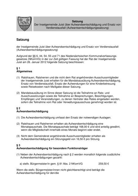 Satzung - Inselgemeinde Juist