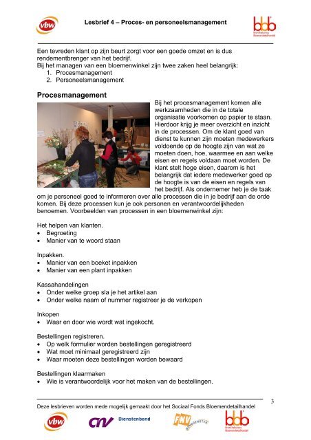 lesbrief 4 proces- en personeelsmanagement - Bloemspecialist.nl