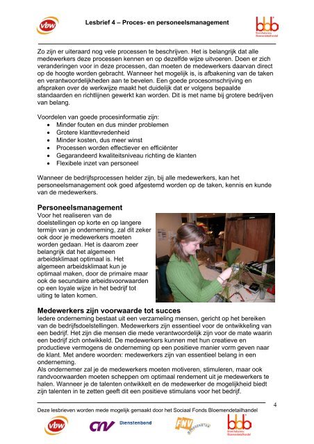 lesbrief 4 proces- en personeelsmanagement - Bloemspecialist.nl