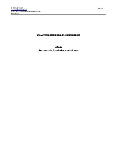 Die Zivilrechtsstation im Referendariat Teil 2 ... - Matthias-buhk.de