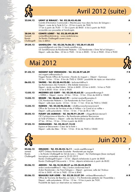 Calendrier des Randonnées 2012 - Orléans City