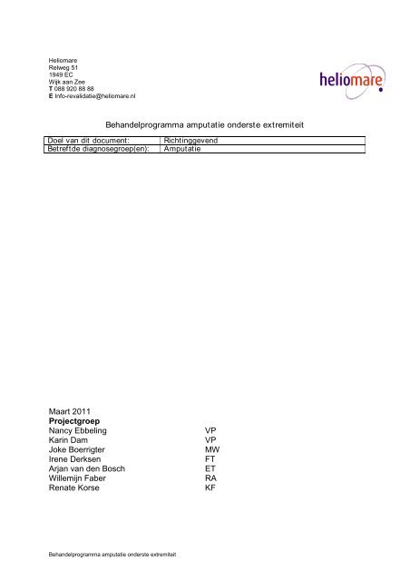 Behandelprogramma amputatie onderste extremiteit - Heliomare