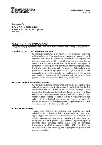 Gestaltningsprogram, pdf, 419 kB - Karlskrona kommun