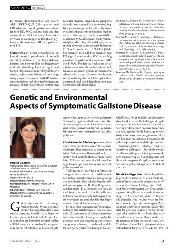 Genetic and Environmental Aspects of Symptomatic Gallstone Disease