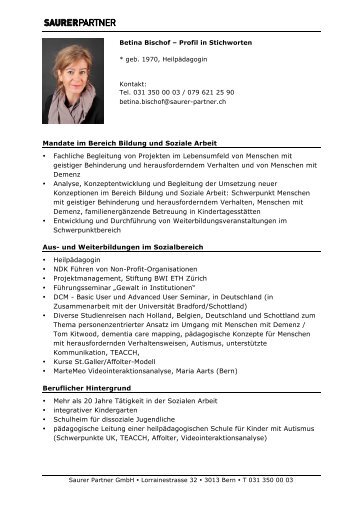 Profil Betina Bischof - Saurer Partner