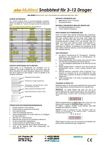 abc-Multitest Snabbtest för 3–12 Droger - ANL Produkter AB