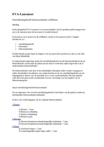 onderhoudsplan - Bewonersvereniging EVA-Lanxmeer