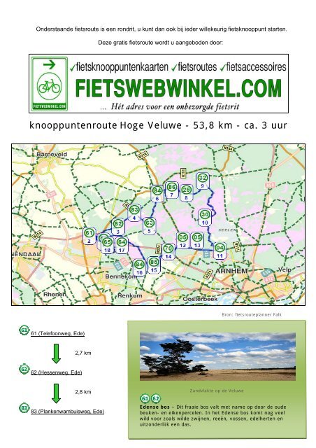 knooppuntenroute Hoge Veluwe - 53,8 km - ca  - Fietsknooppunten
