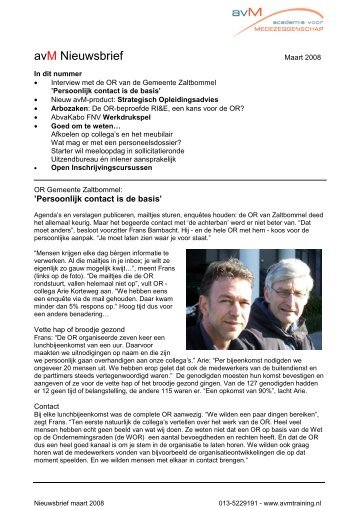 Nieuwsbrief 1/2008 - Academie voor Medezeggenschap