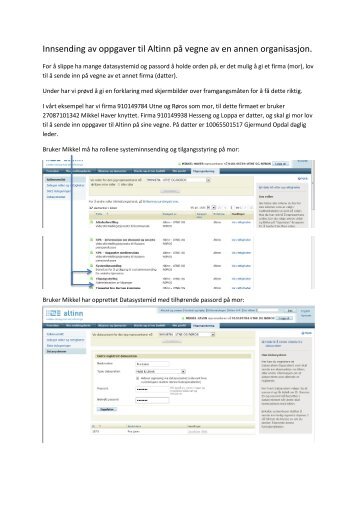 Innsending av oppgaver til Altinn på vegne av en annen organisasjon.