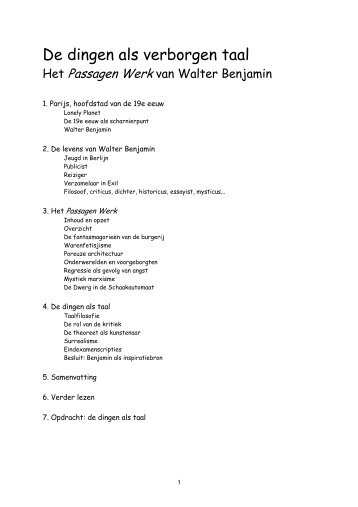 Het Passagen Werk van Walter Benjamin - KABK