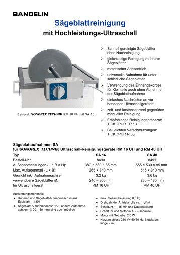 Sägeblattreinigung mit Hochleistungs-Ultraschall