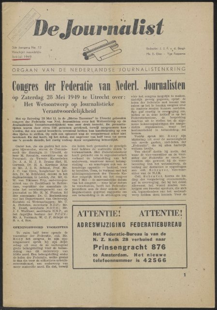 Congres der Federatie van Hederl. Journalisten