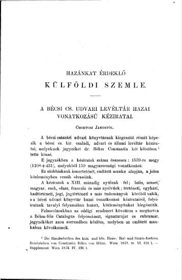 Magyar Könyvszemle Tizedik évfolyam 1-6. füzet, 1885. Január - EPA