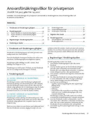 Ansvarsförsäkringsvillkor för privatperson