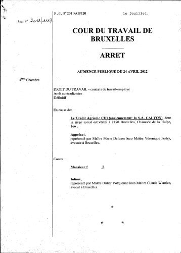 BRUXELLES ARRET