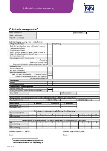 Indicatieformulier Kraamzorg - Izz