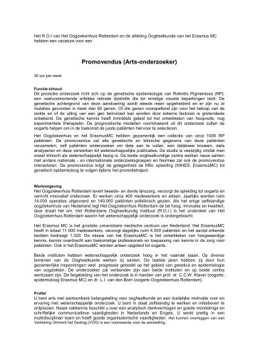 Promovendus (Arts-onderzoeker) - Nederlands Oogheelkundig ...