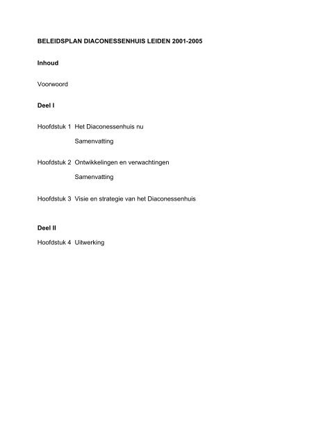 beleidsplan 2001-2005.pdf - Diaconessenhuis Leiden