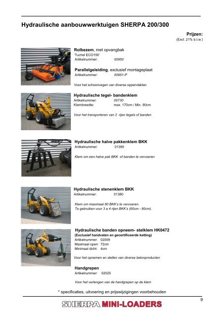 Aanbouwwerktuigen SHERPA mini-loaders - sherpa 300