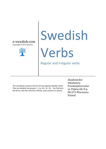 Swedish Verbs - e-swedish