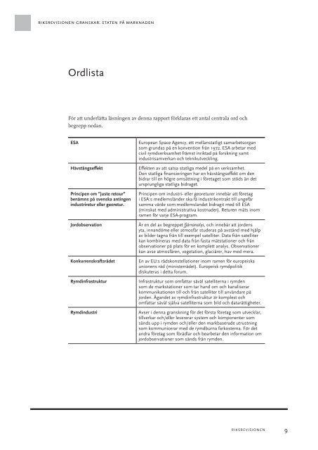 Svensk rymdverksamhet – en strategisk tillgång? - Riksrevisionen