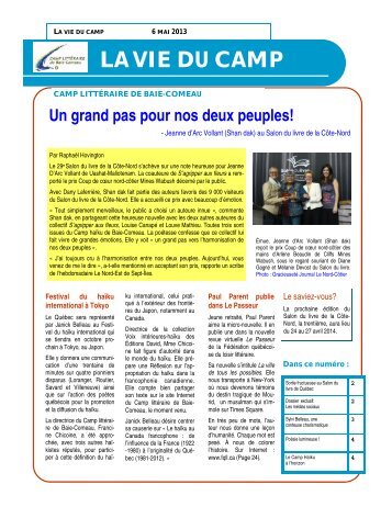 La vie du camp, vol 3, no 4 - Camp littéraire de Baie-Comeau