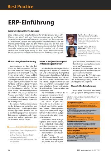 Gunnar Ehrenberg und Kerstin Buchmann: ERP-Einführung