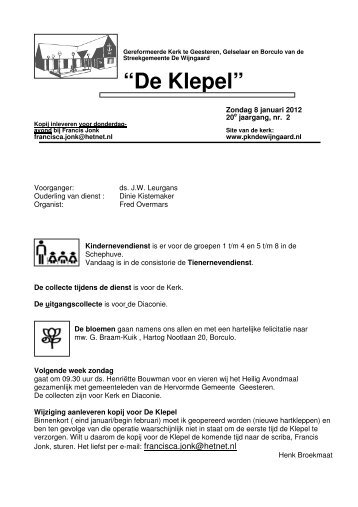 “De Klepel” - Streekgemeente De Wijngaard